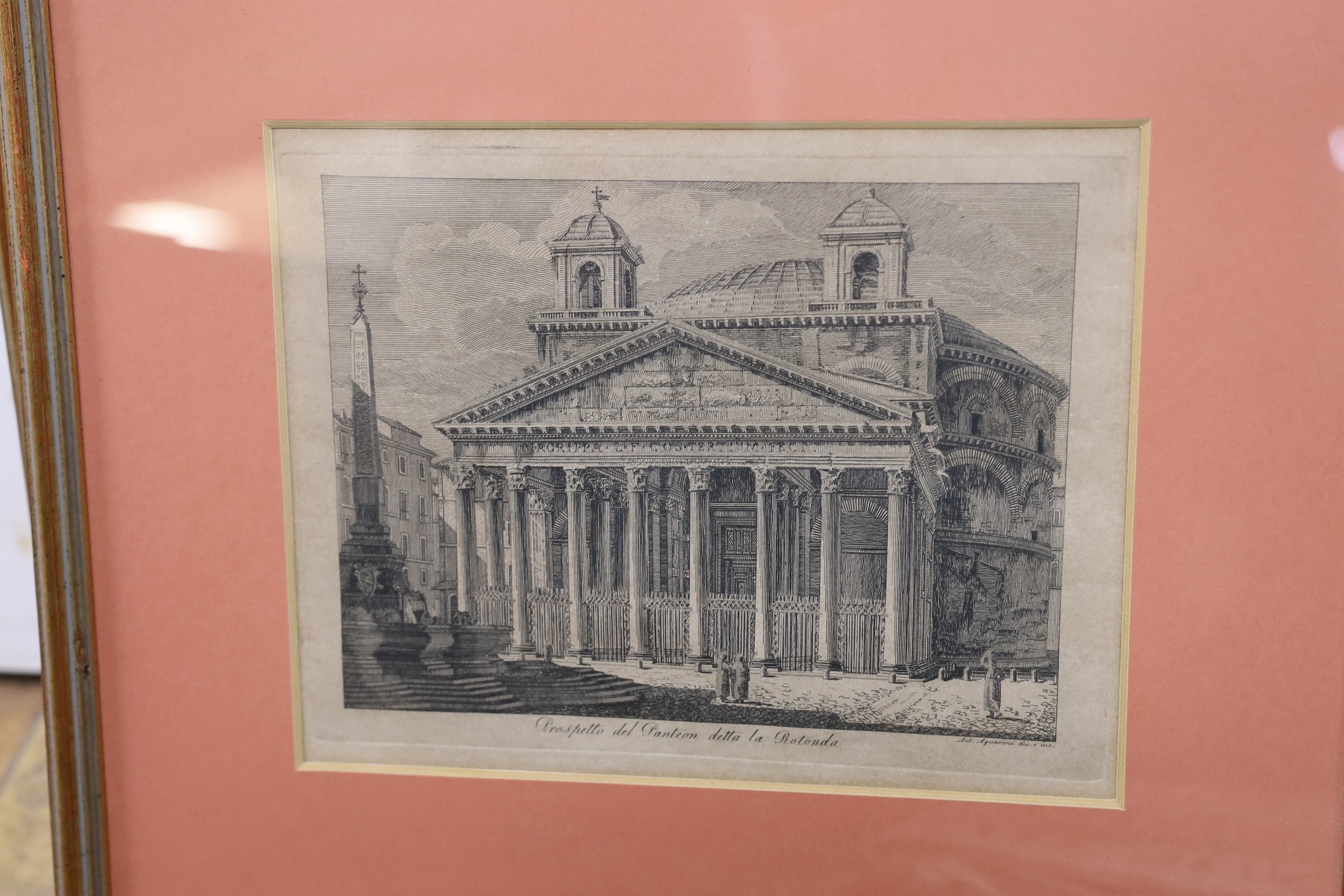 18th century Italian School, seven assorted engravings, Topographical views, largest 22 x 28cm